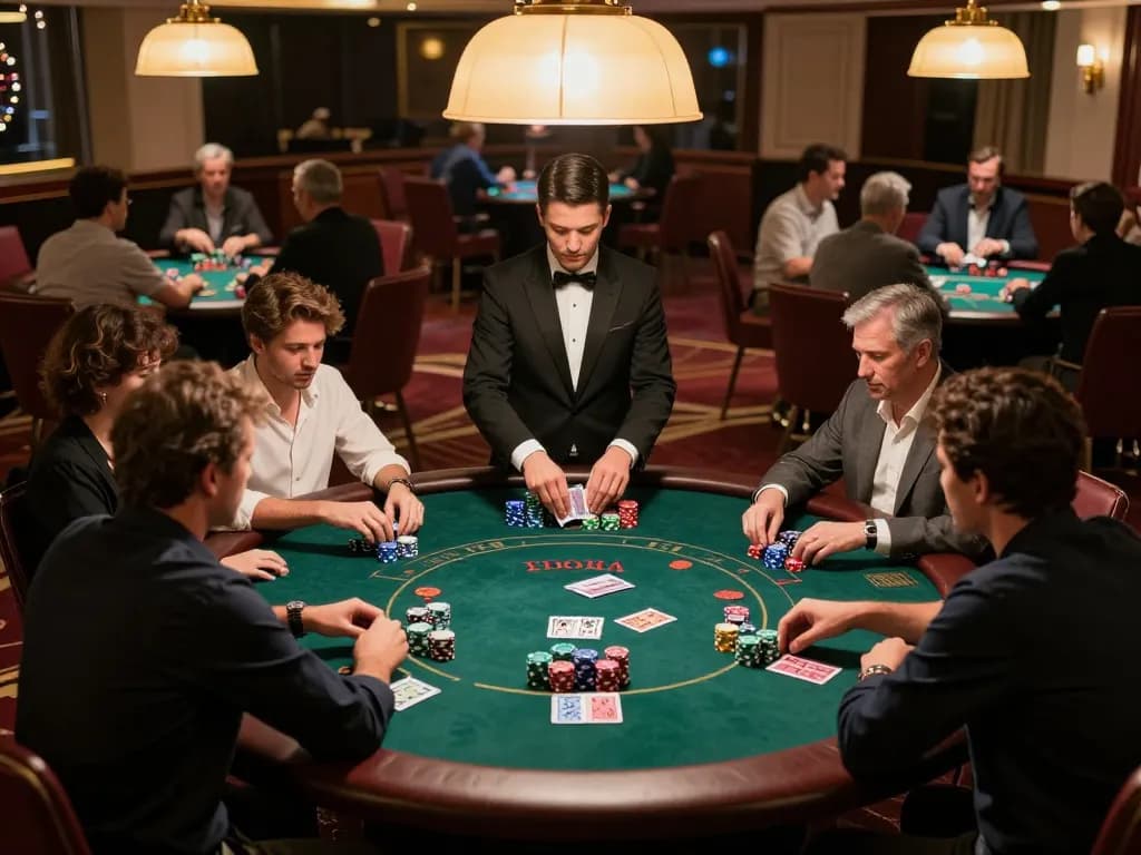 Players enjoying a high-stakes poker game at https://fc88.today, showcasing strategic gameplay and intense focus.