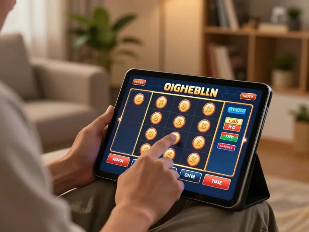 Player engaging with online betting on the trang chủ qq88 interface from a cozy home setting