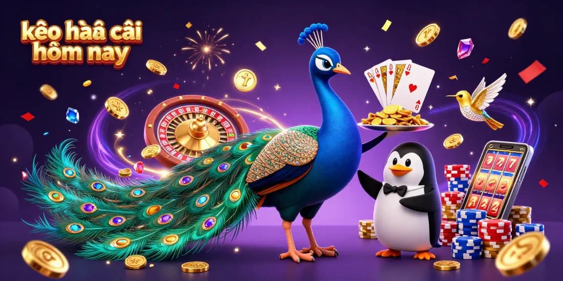 Experience kèo nhà cái hôm nay with an energetic scene featuring unique characters and thrilling casino elements.