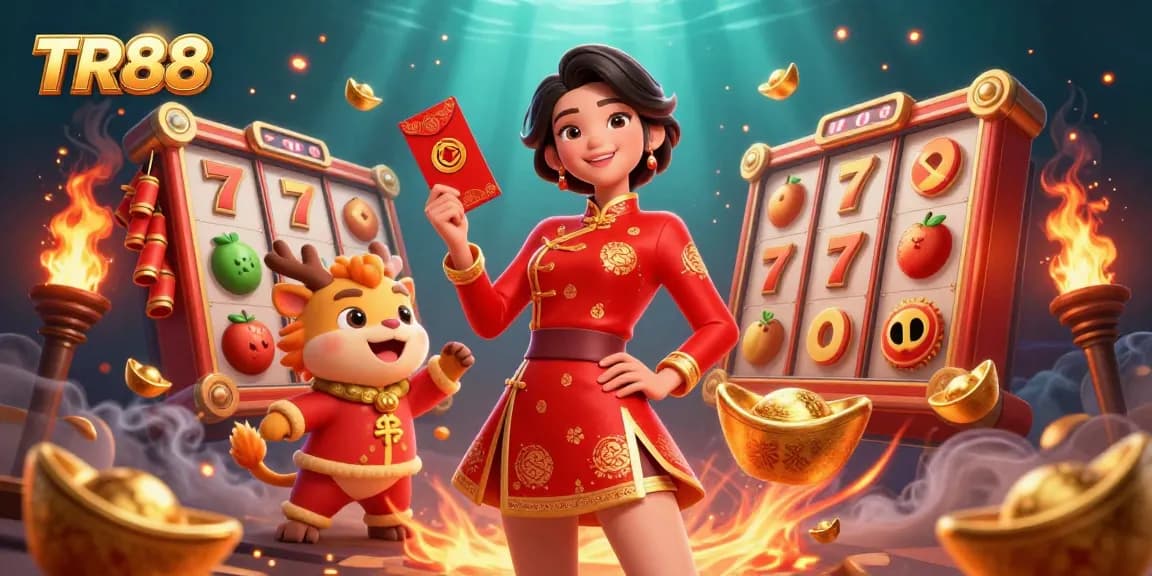 Experience the excitement of TR88 casino with vibrant 3D characters and engaging slot game elements.
