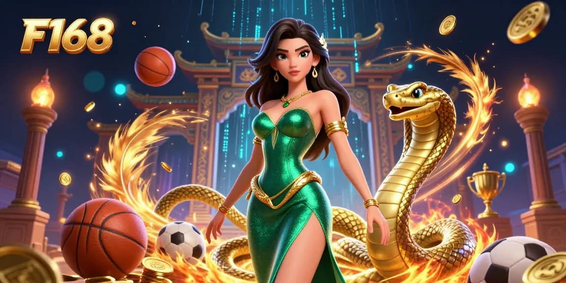 Engage in thrilling sports betting with F168, featuring a captivating scene packed with vibrant energy and mystical elements.