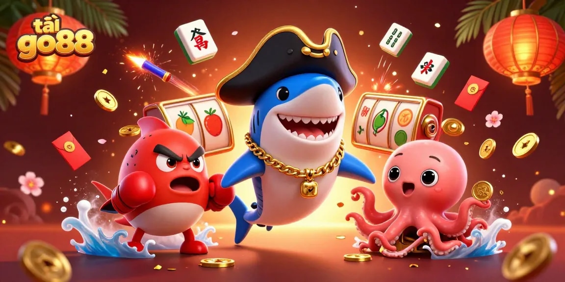 Play exciting slots and win with tải go88 featuring a pirate shark, pufferfish, and octopus.