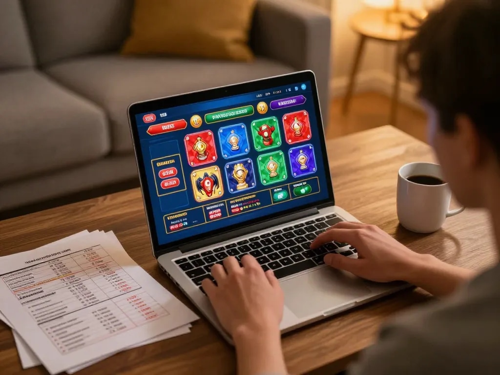 Người chơi năng động sử dụng 12bet trên máy tính xách tay, trình bày giao diện sòng bạc trực tuyến sống động và môi trường thoải mái