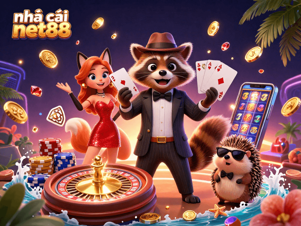 Experience excitement with nhà cái net88 featuring casino characters and vibrant gaming elements.