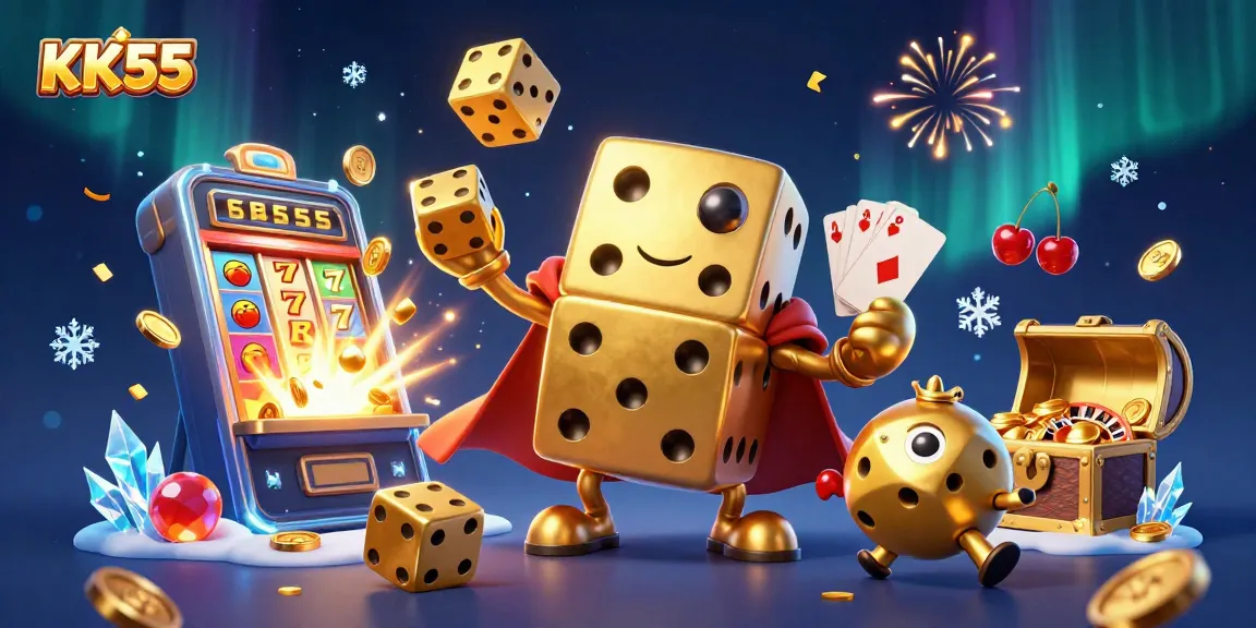 Join the excitement of KK55 with golden dice golem and vibrant jackpots showcasing dynamic casino action.