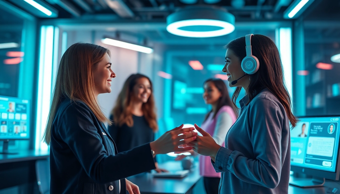 Engaging digital interaction with Crushon AI characters in a modern workspace.