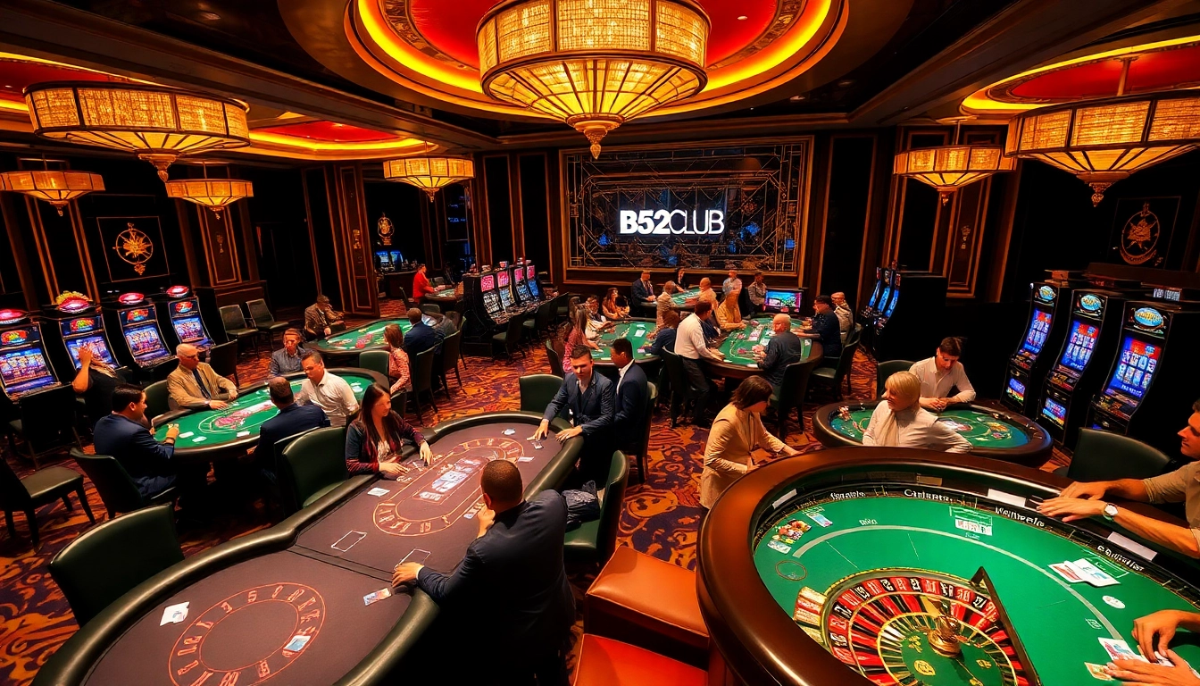 Excited players winning at B52CLUB casino tables with vibrant gaming action.