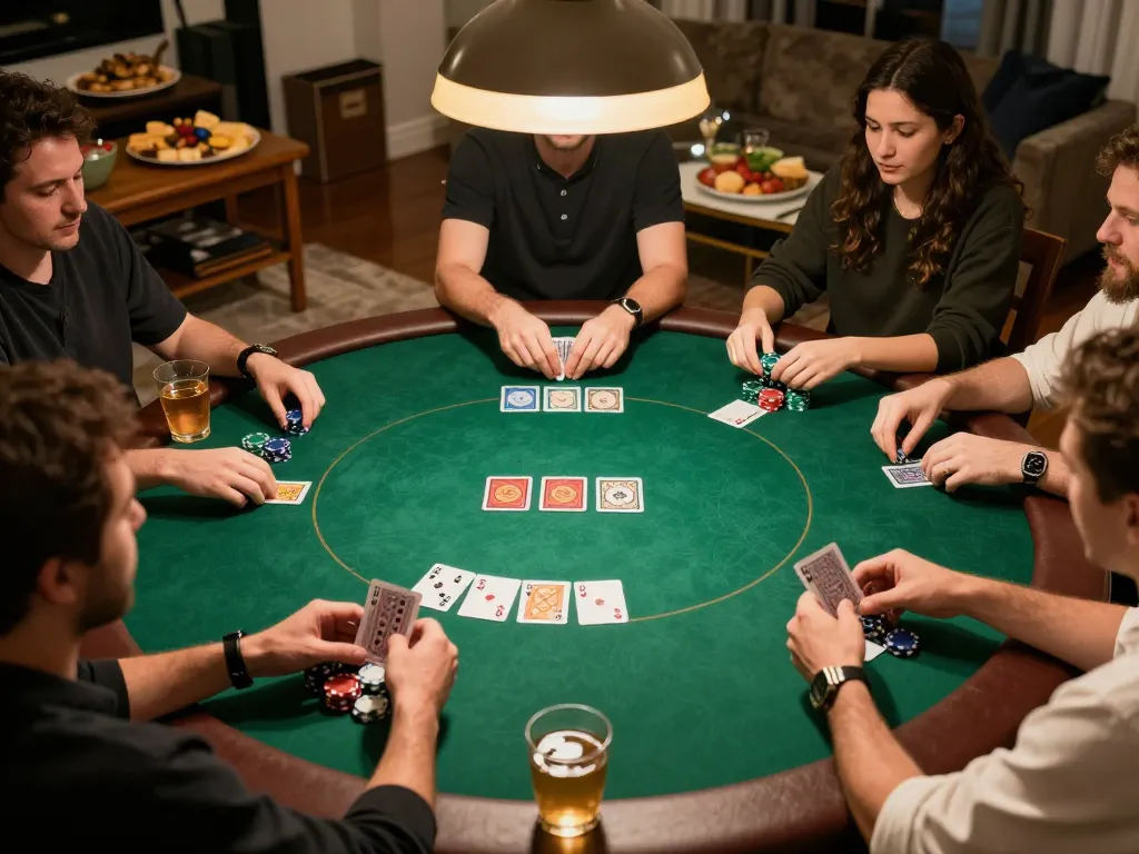 Engaging poker game at home showcasing interactive gameplay with c168 com, friends enjoying a fun night.