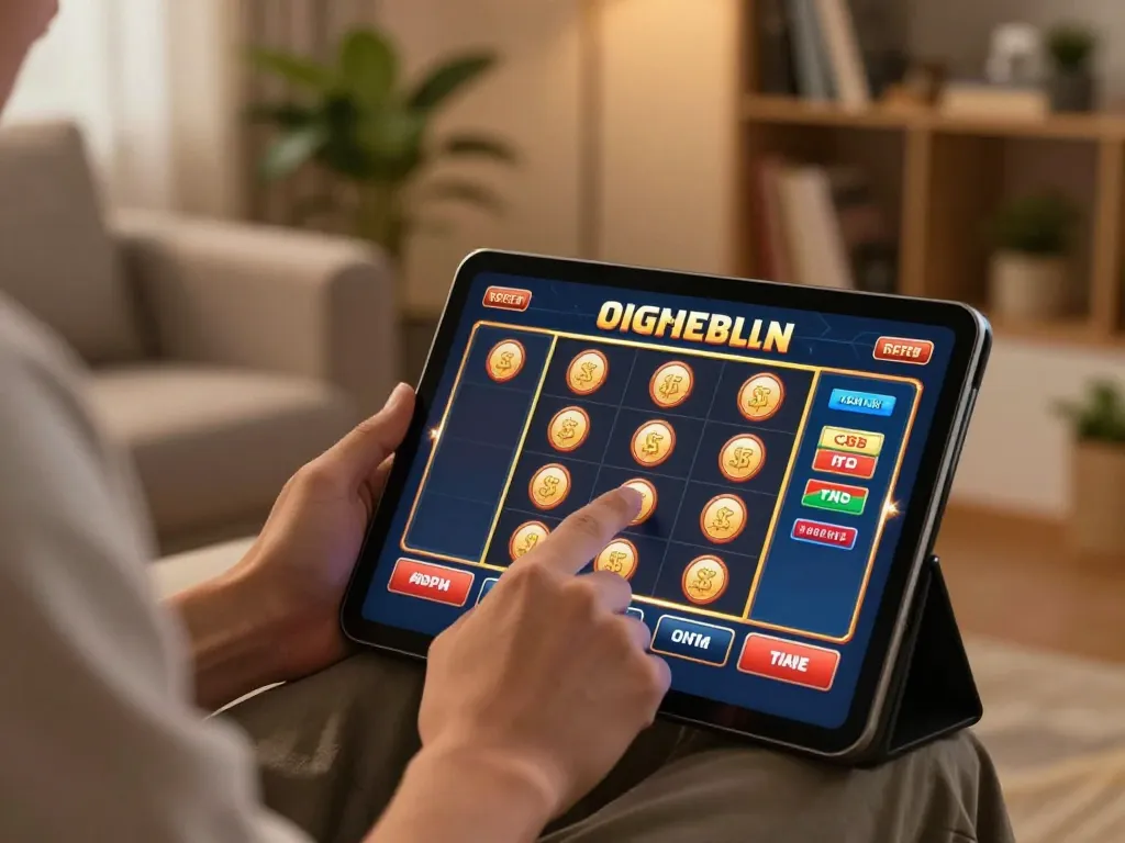 Player engaging with online betting on the trang chủ qq88 interface from a cozy home setting