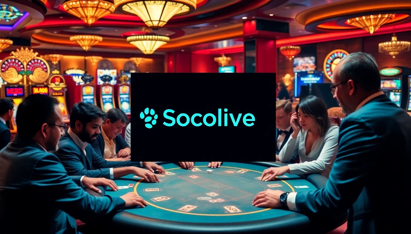 Socolive enhances the thrill of gambling with dynamic live sports streaming in a luxurious casino setting.