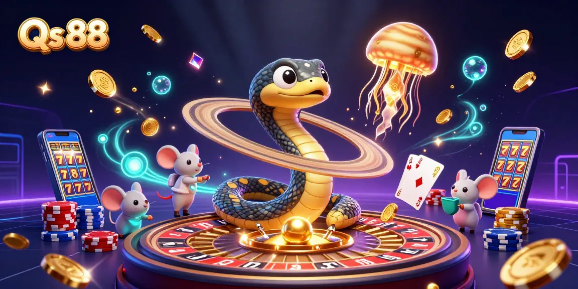 Experience thrilling gaming with Qs 88, featuring vibrant characters and dynamic casino elements.