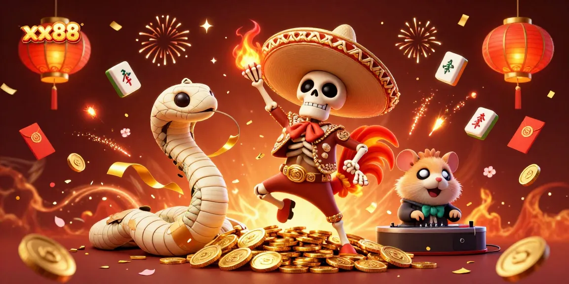 Experience thrilling wins at xx88 with a vibrant 3D casino celebration scene filled with games and excitement.
