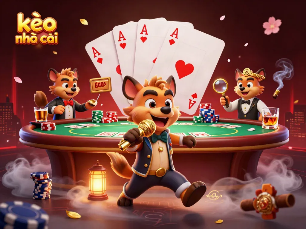 Exciting kèo nhà cái scene featuring hyenas in a vibrant casino setting, perfect for betting enthusiasts.