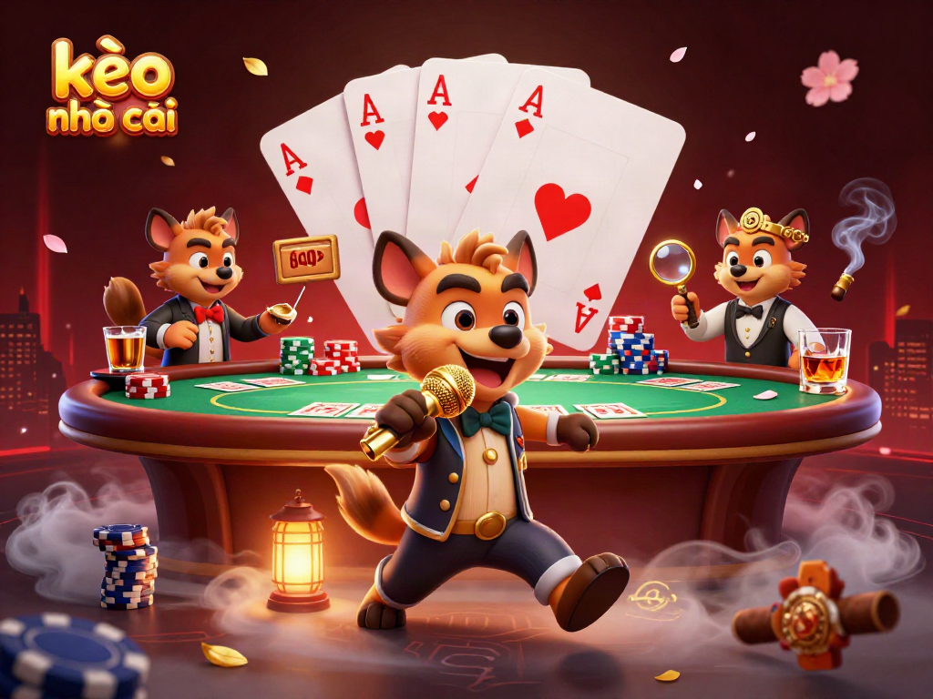 Exciting kèo nhà cái scene featuring hyenas in a vibrant casino setting, perfect for betting enthusiasts.