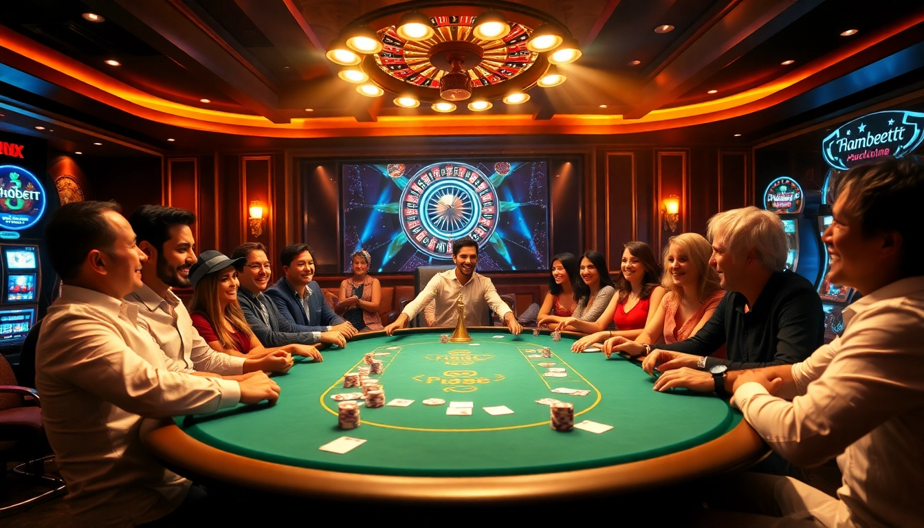 Experience the excitement at thabett.io as players celebrate thrilling wins at a luxury casino.
