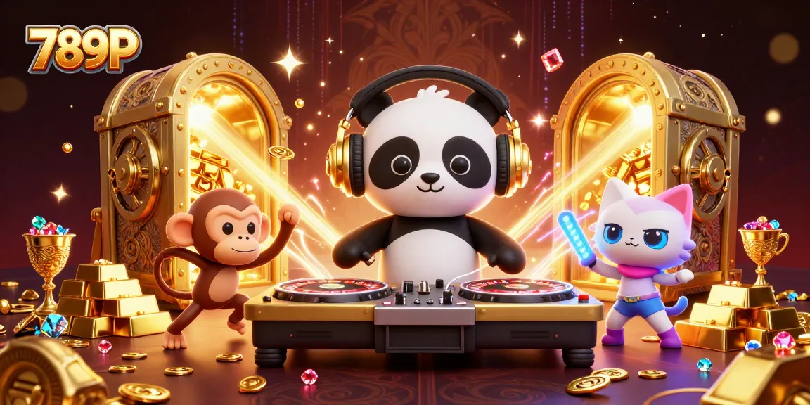 Experience winning excitement at 789P Casino with vibrant characters and gold treasures.