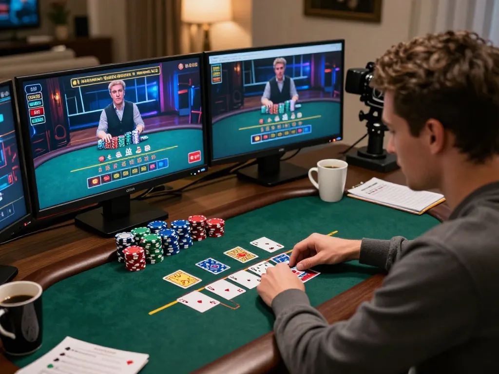 Engaging in live dealer blackjack on go88 platform, showcasing immersive online gambling experience.
