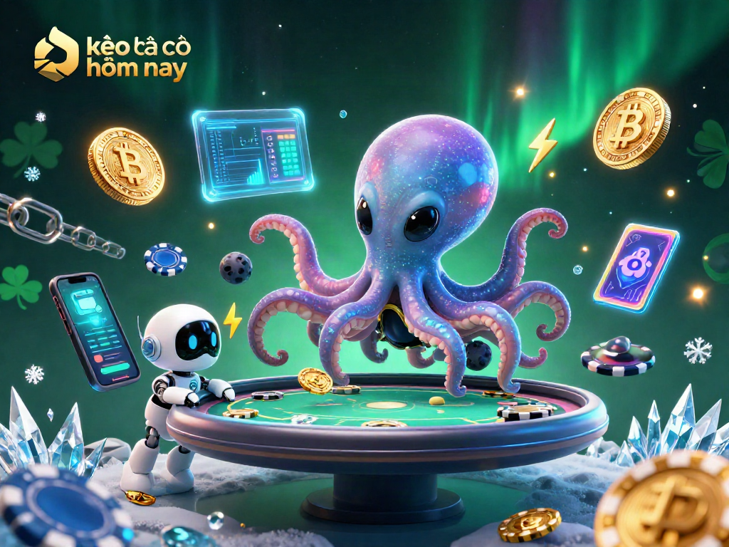 Engage with kèo nhà cái hôm nay at a futuristic casino featuring an alien octopus and vibrant chips.
