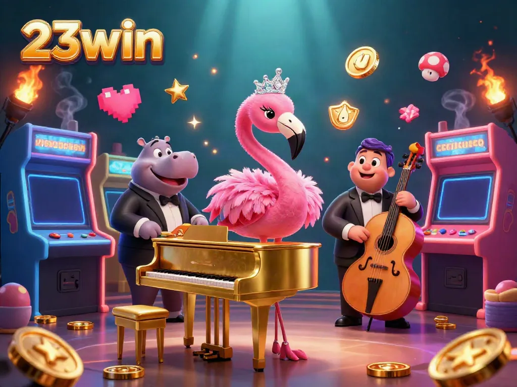 Experience the vibrant world of 23win with engaging casino elements and lively characters.