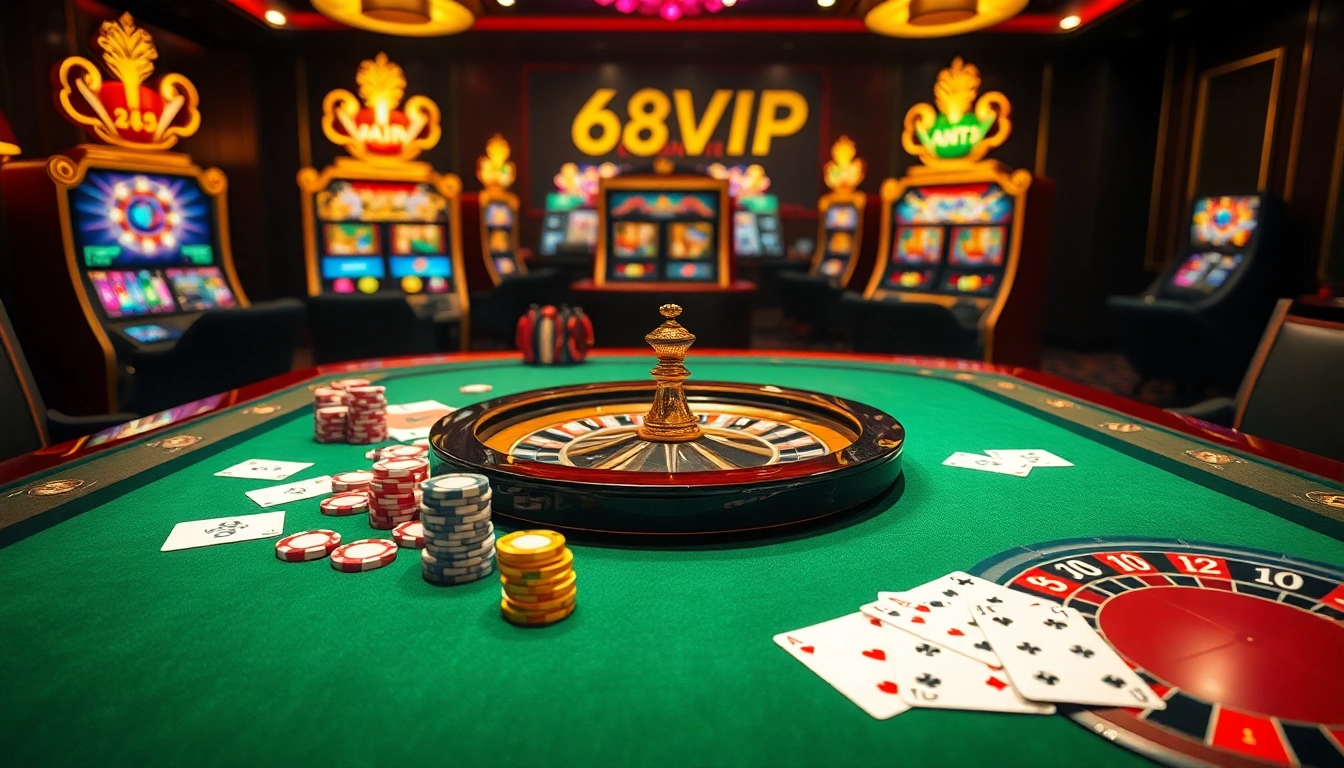 Engage in thrilling online gaming at https://68vip.one/ with vibrant casino tables and dynamic slot machines.
