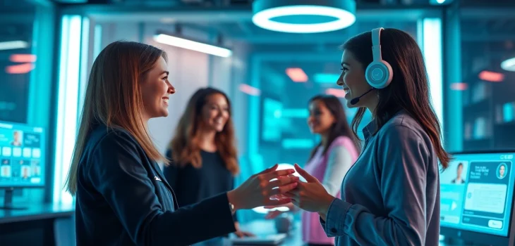 Engaging digital interaction with Crushon AI characters in a modern workspace.