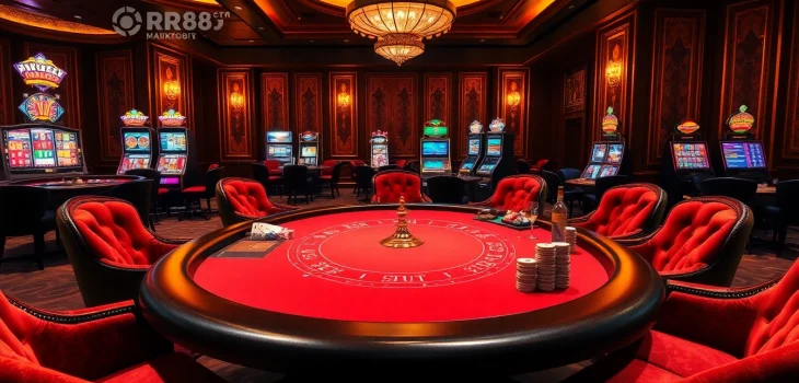 Experience the thrill of RR88 with vibrant casino tables and exciting games in play.