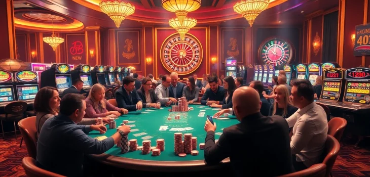 Exciting casino action with poker players at the table in a sophisticated environment showcasing https://k9k9.ru.com/