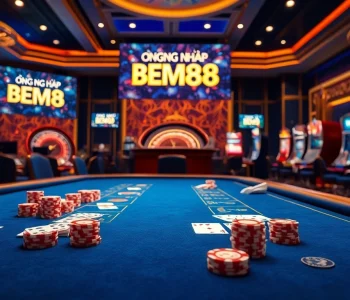 Engaging casino table showcasing luxurious gambling elements while inviting players to ĐĂNG NHẬP BEM88 for an exciting experience.