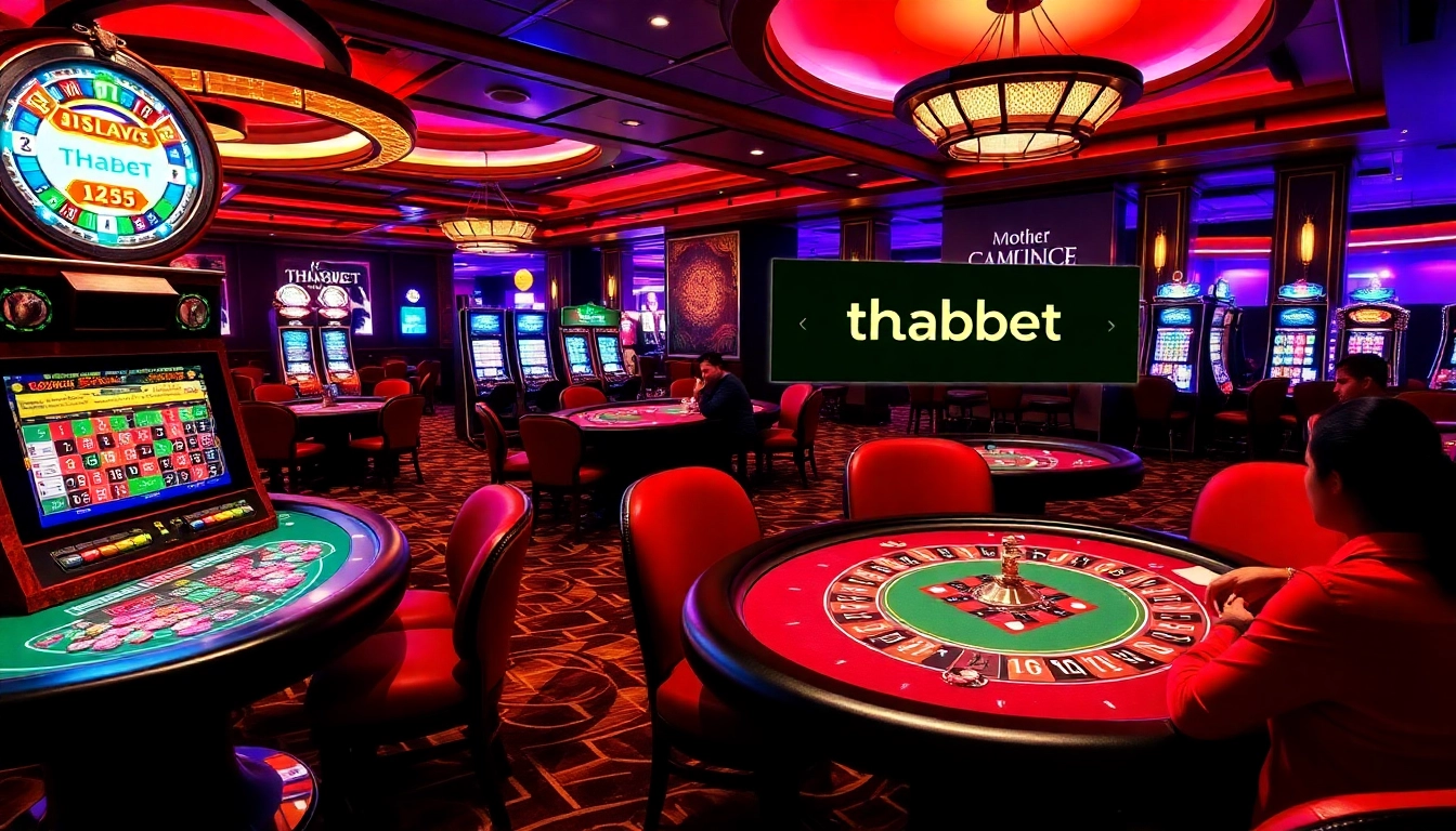Engage with the thabet link at a luxurious casino table filled with poker chips and vibrant gaming.