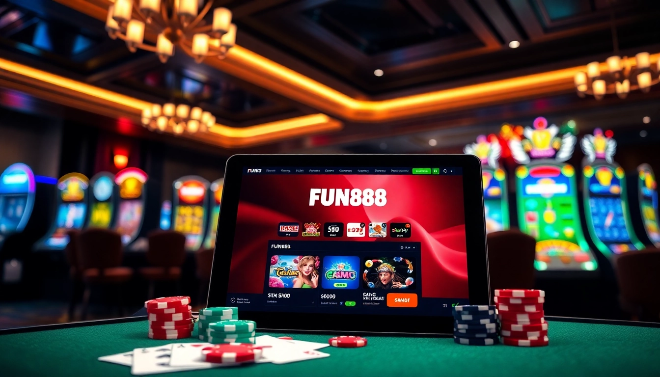 Experience the thrill of online gaming at FUN88 with vibrant casino visuals.