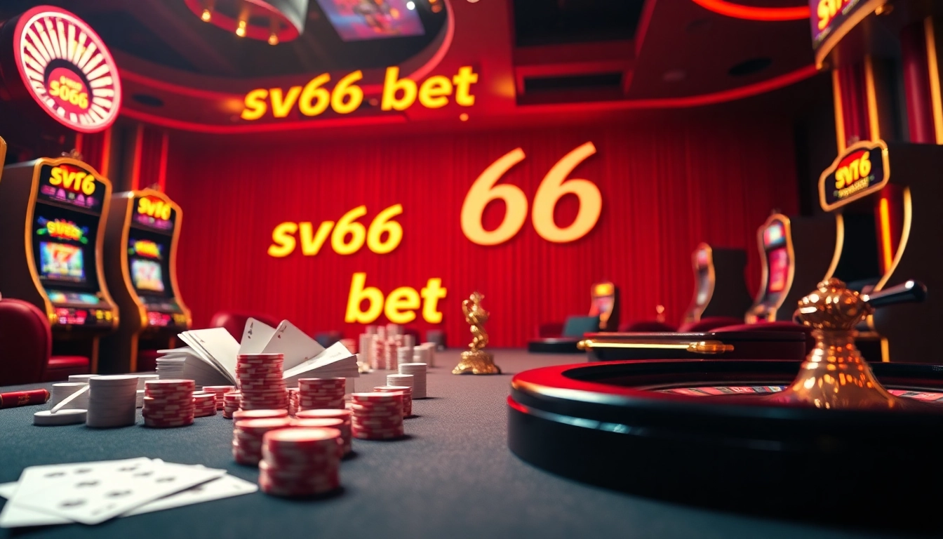 Engaging visual of an online gambling scene featuring sv66 bet, showcasing casino elements and excitement.