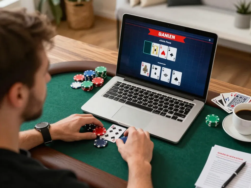 Player enjoying an online poker game on bl555, showcasing strategic chip placement and focused gameplay