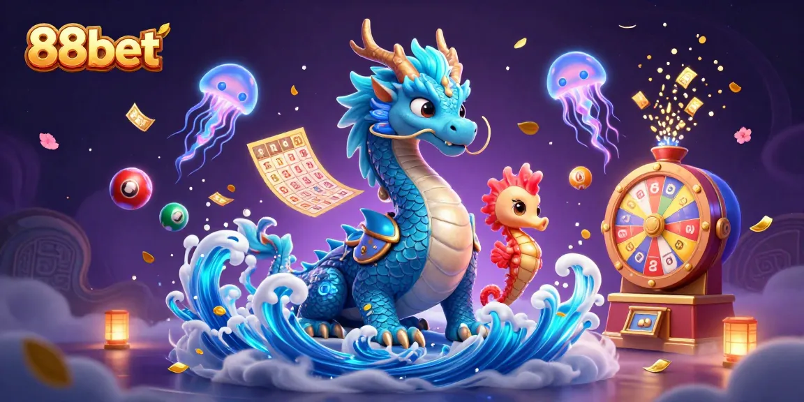 Immerse yourself in 88bet's thrilling atmosphere with a captivating underwater scene filled with lottery excitement.