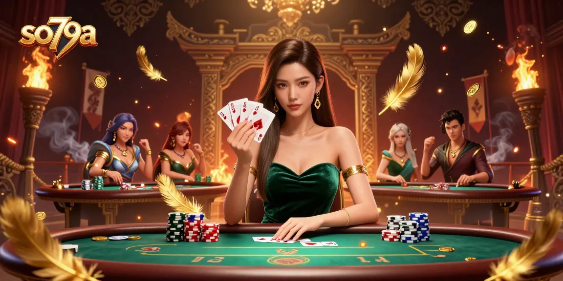 Engage in thrilling poker gameplay with so79a at a luxury casino table.