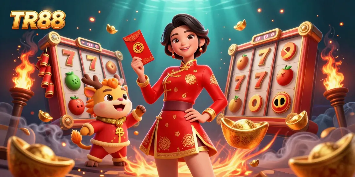 Experience the excitement of TR88 casino with vibrant 3D characters and engaging slot game elements.