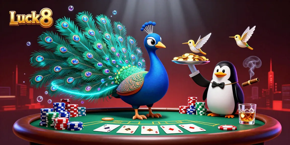 Experience the thrilling world of Luck 8 with vibrant casino characters and rich poker elements.