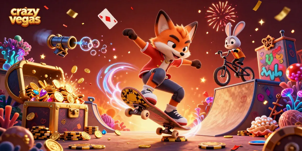 Experience high-stakes excitement at crazyvegas with dynamic casino-themed illustration featuring action-packed characters.
